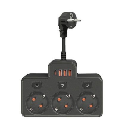 Wall Mounted EU Power Strip With Independent Switch  USB Charging 6