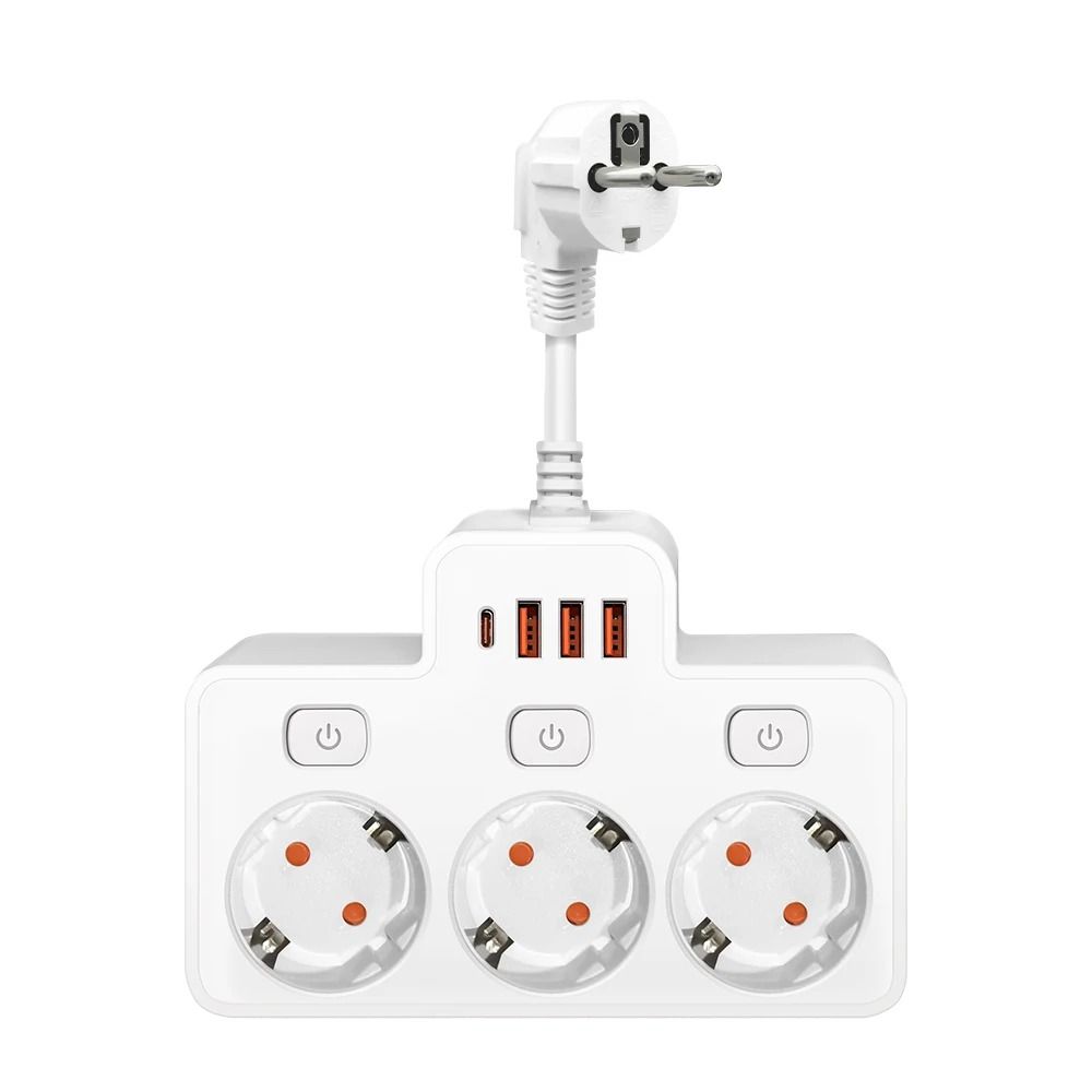 Wall Mounted EU Power Strip With Independent Switch  USB Charging 7