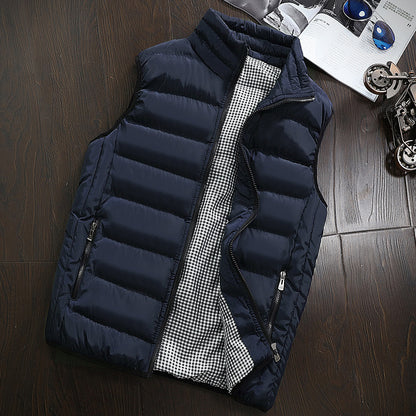 Mens Winter Vest Windproof Sleeveless Jacket Thickened Cotton Waistcoat For Warmth 2