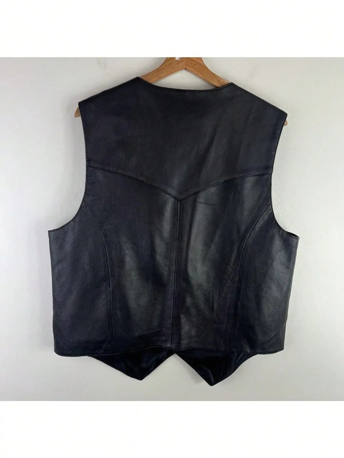 Mens Soft 100% Genuine Leather Vest, Western Biker Style, Snap Closure, Holiday Gift, Informal Attire