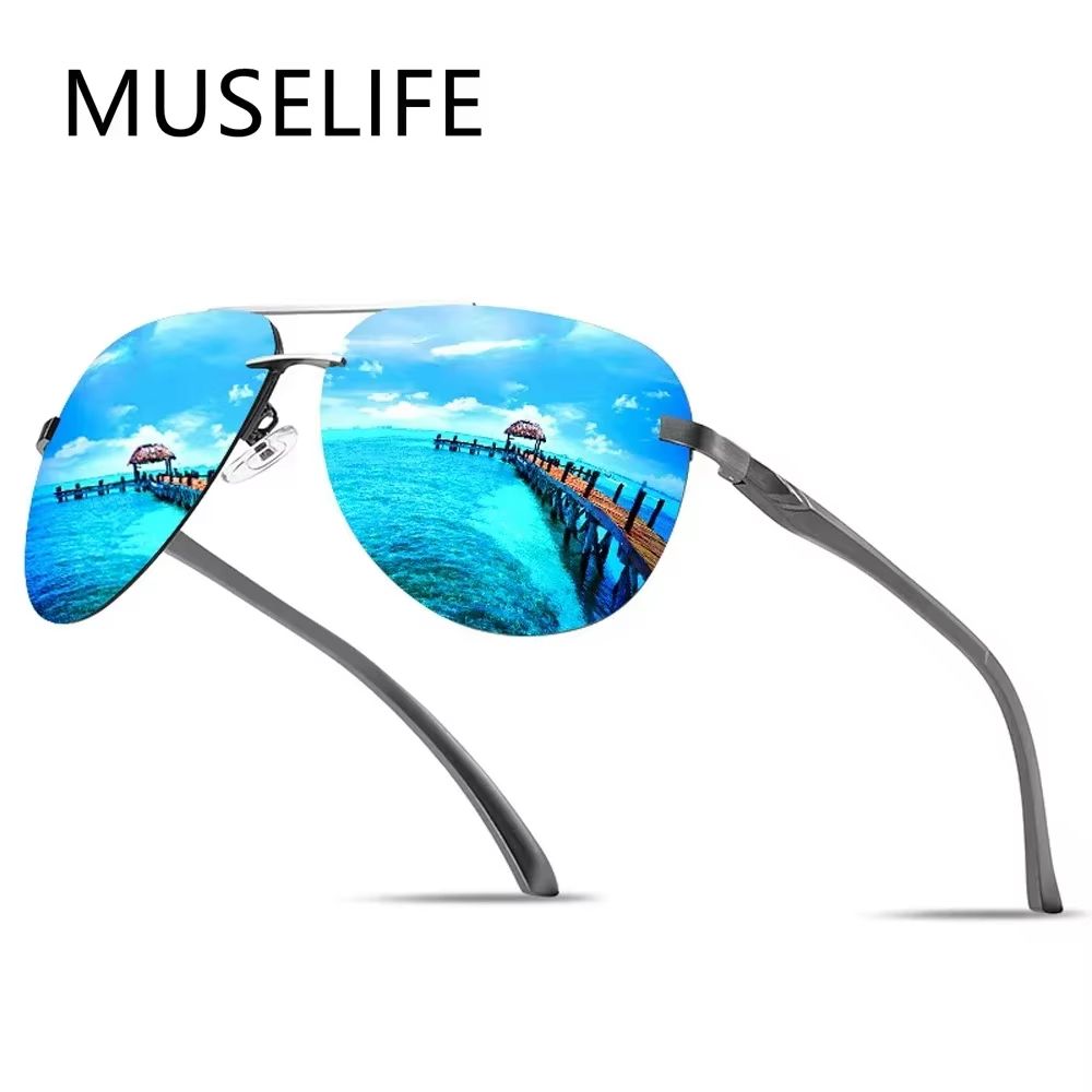 Classic Polarized Driving Sunglasses for Men & Women – Metal Frame Mirror Lens