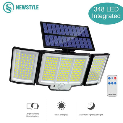 Super Bright Solar Outdoor Light – 328/348 LED Motion Sensor, Waterproof, 3 Modes for Garden & Wall