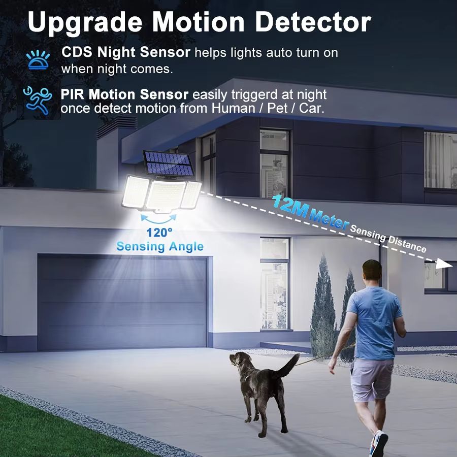 Super Bright Solar Outdoor Light  328348 LED Motion Sensor Waterproof 3 Modes For Garden  Wall 5