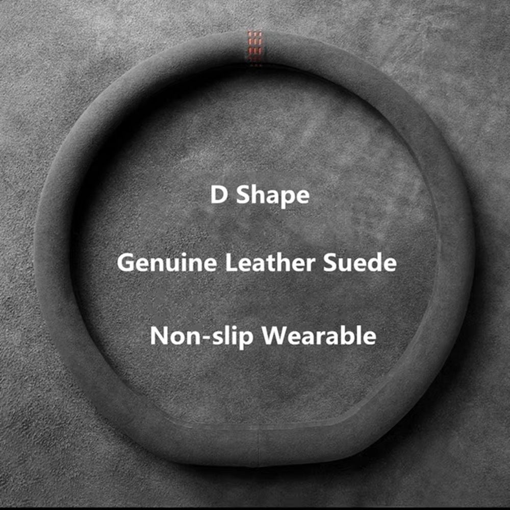 Universal Cowhide Suede Steering Wheel Cover  Breathable AntiSlip Car Accessory 3738cm 3