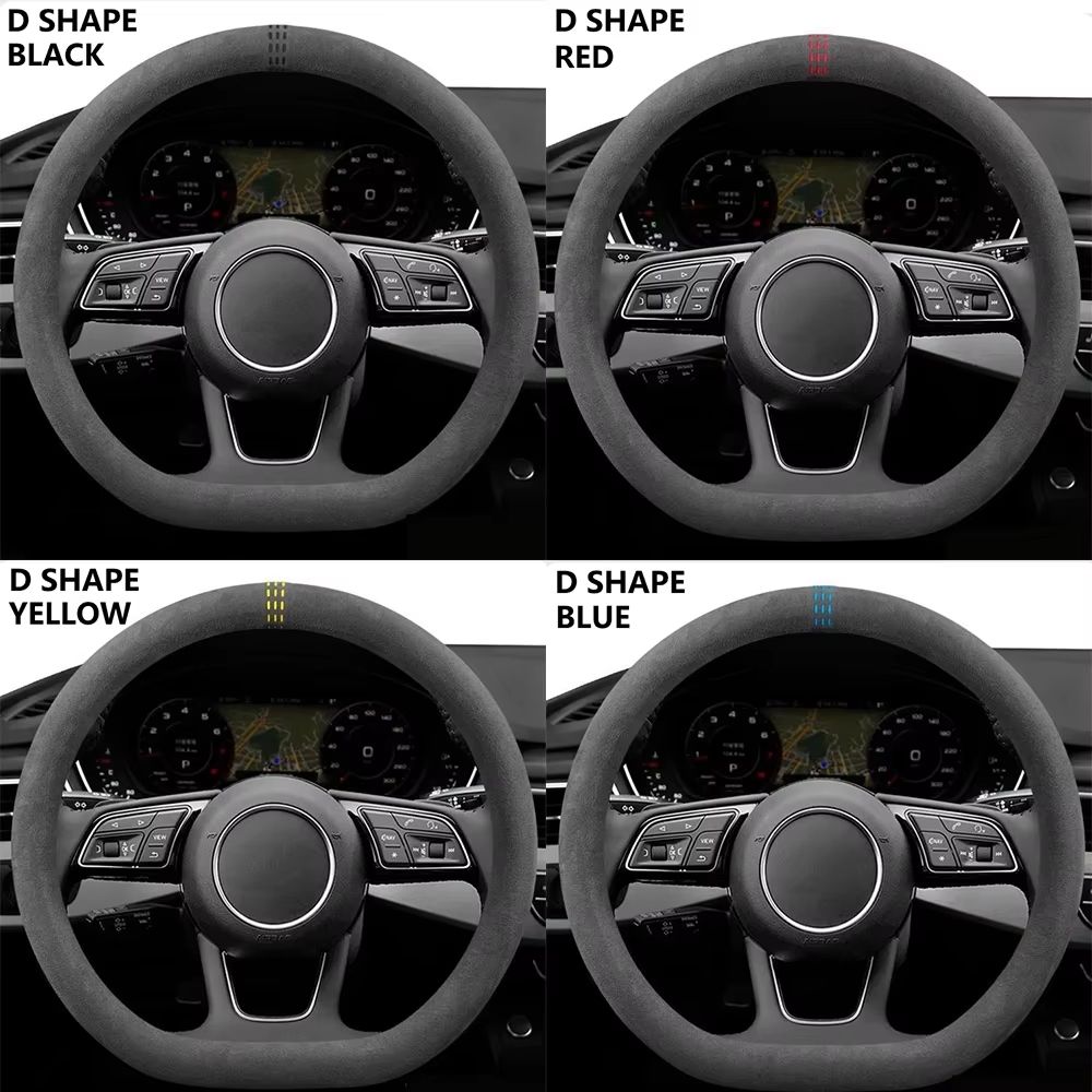 Universal Cowhide Suede Steering Wheel Cover  Breathable AntiSlip Car Accessory 3738cm 5