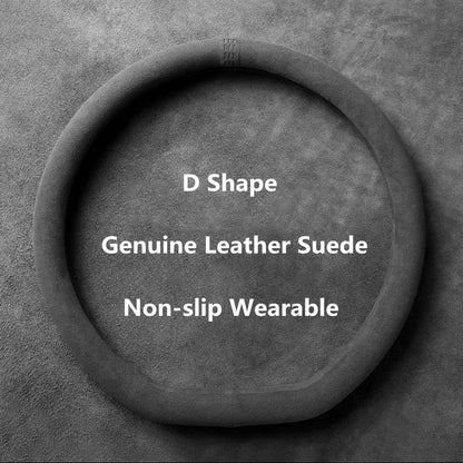 Universal Cowhide Suede Steering Wheel Cover  Breathable AntiSlip Car Accessory 3738cm 9