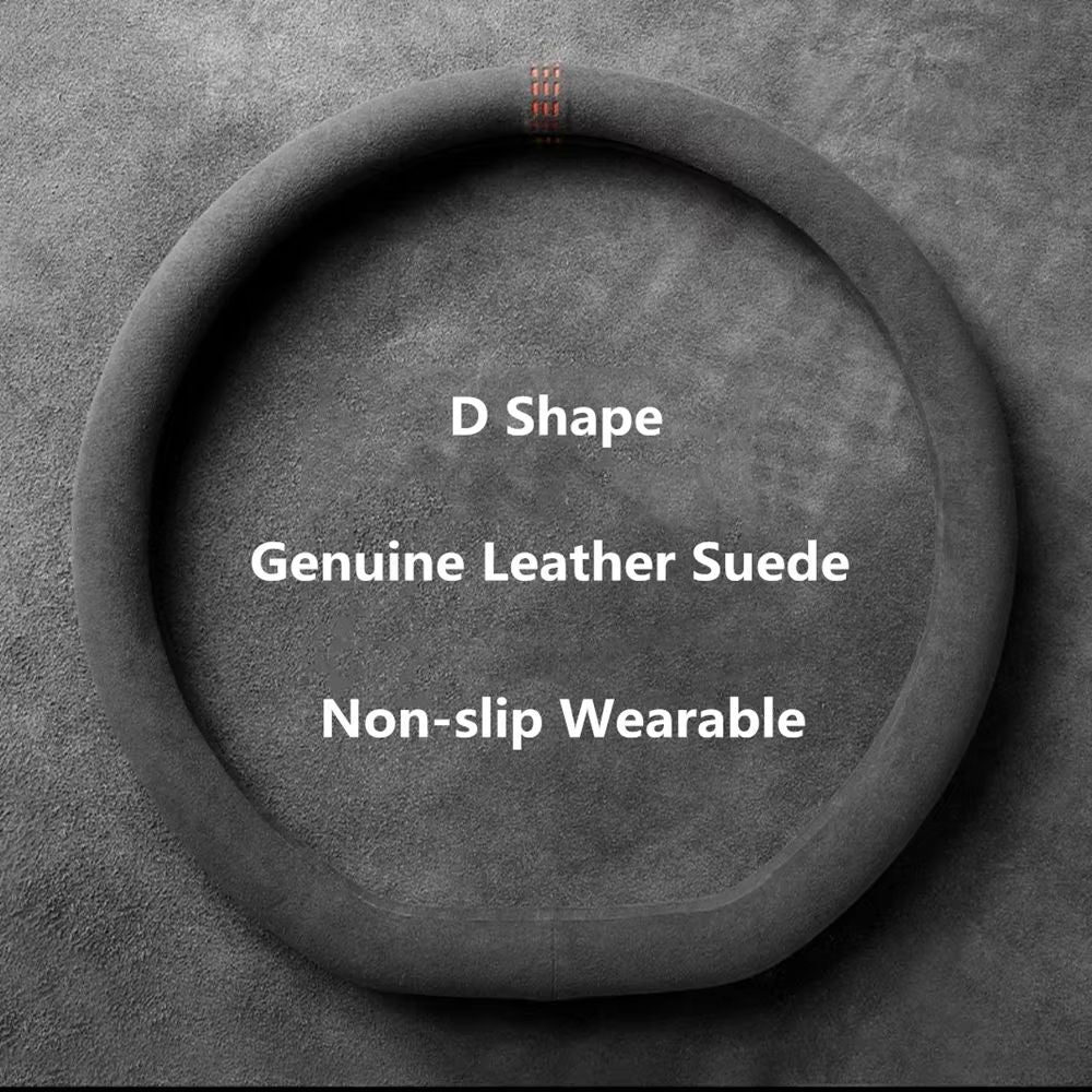 Universal Cowhide Suede Steering Wheel Cover  Breathable AntiSlip Car Accessory 3738cm 10