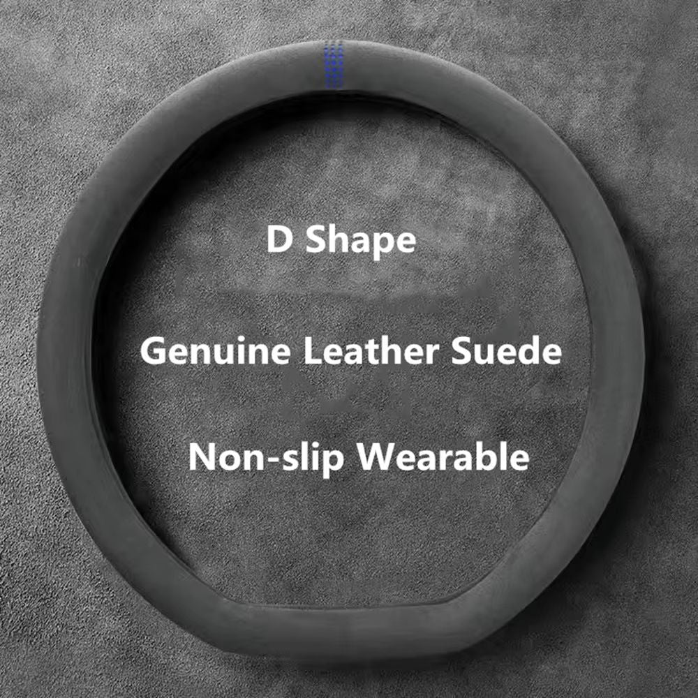 Universal Cowhide Suede Steering Wheel Cover  Breathable AntiSlip Car Accessory 3738cm 11