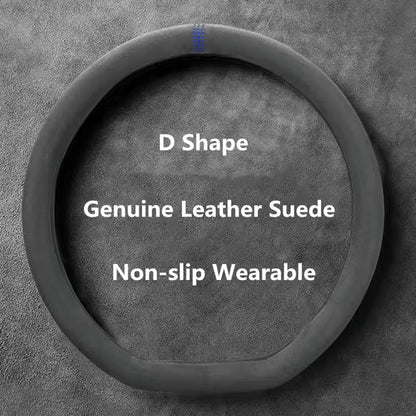 Universal Cowhide Suede Steering Wheel Cover  Breathable AntiSlip Car Accessory 3738cm 11
