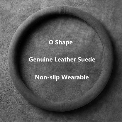 Universal Cowhide Suede Steering Wheel Cover  Breathable AntiSlip Car Accessory 3738cm 6