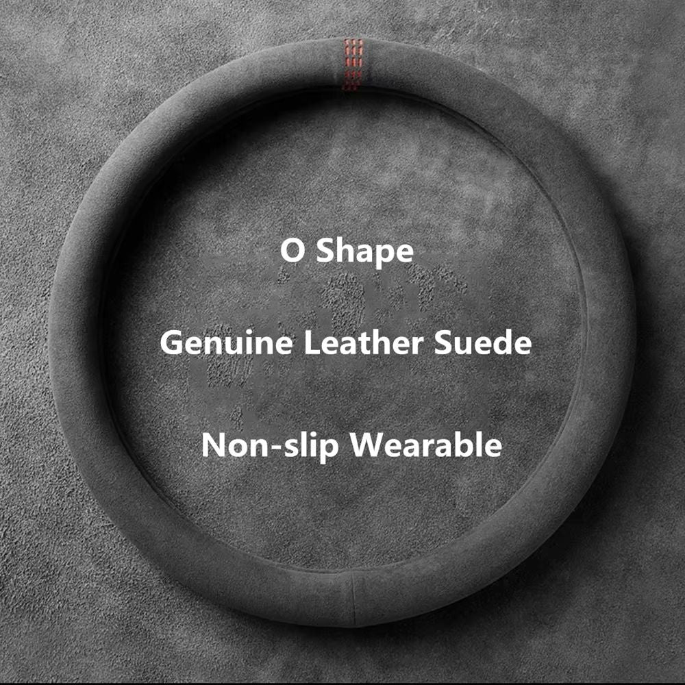 Universal Cowhide Suede Steering Wheel Cover  Breathable AntiSlip Car Accessory 3738cm 7