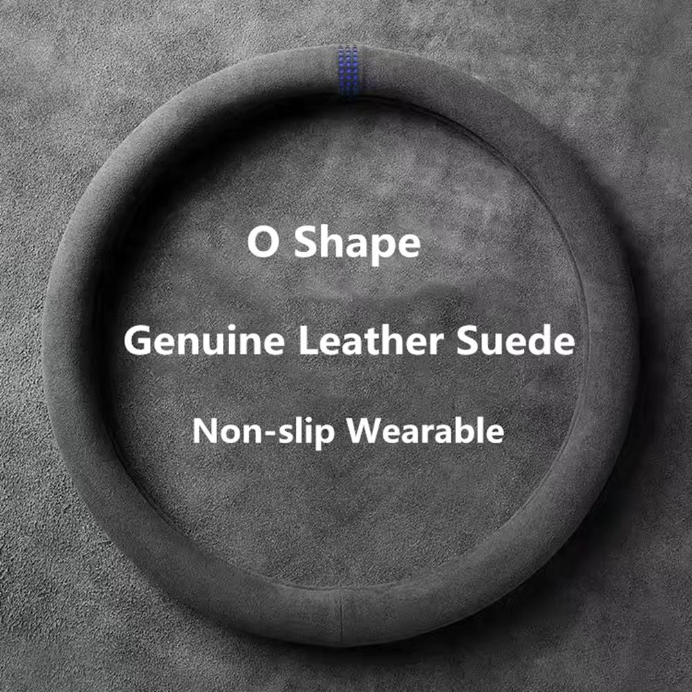 Universal Cowhide Suede Steering Wheel Cover  Breathable AntiSlip Car Accessory 3738cm 8