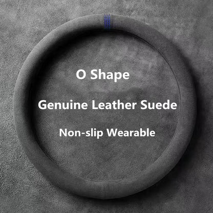 Universal Cowhide Suede Steering Wheel Cover  Breathable AntiSlip Car Accessory 3738cm 8