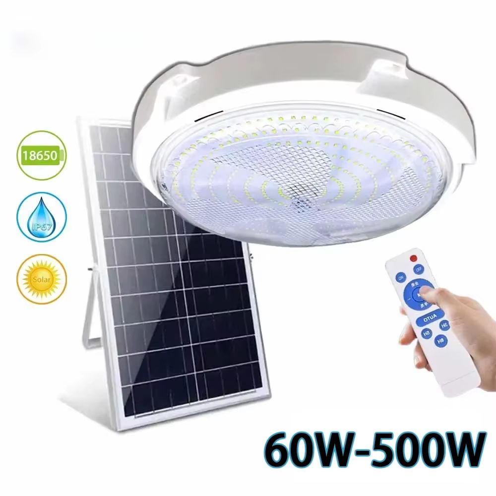 500W LED Solar Ceiling & Pendant Light – Indoor/Outdoor Solar-Powered Lamp for Garden, Hallway, and Home Use