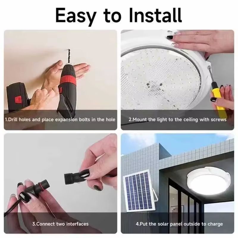 500W LED Solar Ceiling  Pendant Light  IndoorOutdoor SolarPowered Lamp For Garden Hallway And Home  1