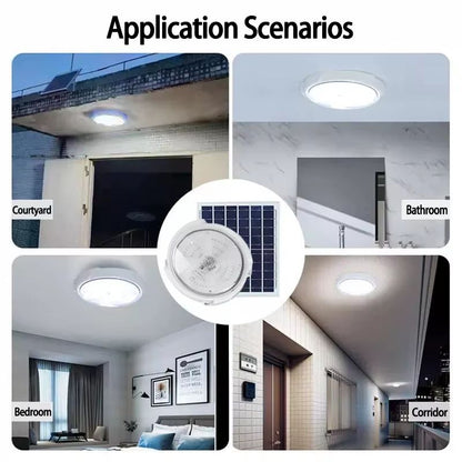 500W LED Solar Ceiling  Pendant Light  IndoorOutdoor SolarPowered Lamp For Garden Hallway And Home  4