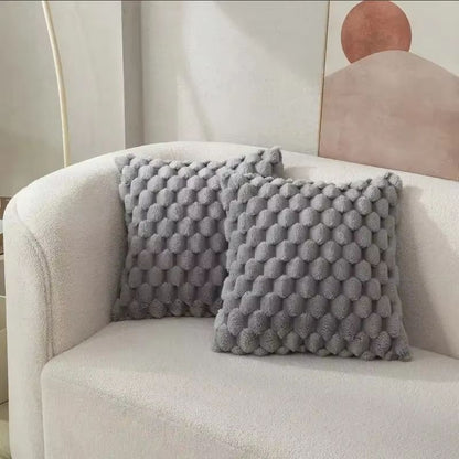Plush 3D Pineapple Grid Throw Pillowcase  Soft Decorative Cushion Cover For Sofa Bedroom  Living Ro 5