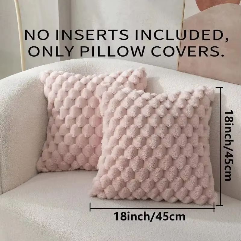 Plush 3D Pineapple Grid Throw Pillowcase  Soft Decorative Cushion Cover For Sofa Bedroom  Living Ro 8