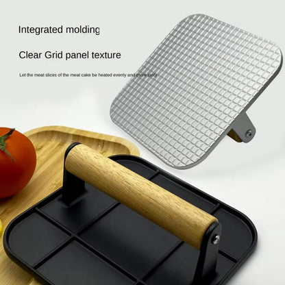 Aluminum Alloy Burger Press  NonStick Meat Press With Wooden Handle For Homemade Burgers  BBQ 2