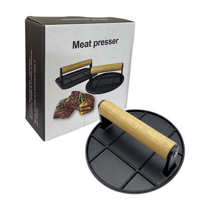 Aluminum Alloy Burger Press  NonStick Meat Press With Wooden Handle For Homemade Burgers  BBQ 5