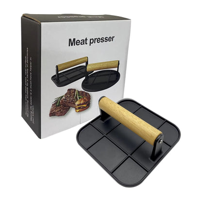 Aluminum Alloy Burger Press  NonStick Meat Press With Wooden Handle For Homemade Burgers  BBQ 6