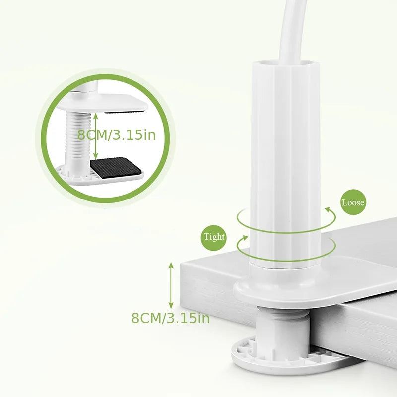 Flexible Long Arm Gooseneck Lazy, Cell Phone Clip on Stand Holder with Grip, Bracket Mount Clamp for iPhone