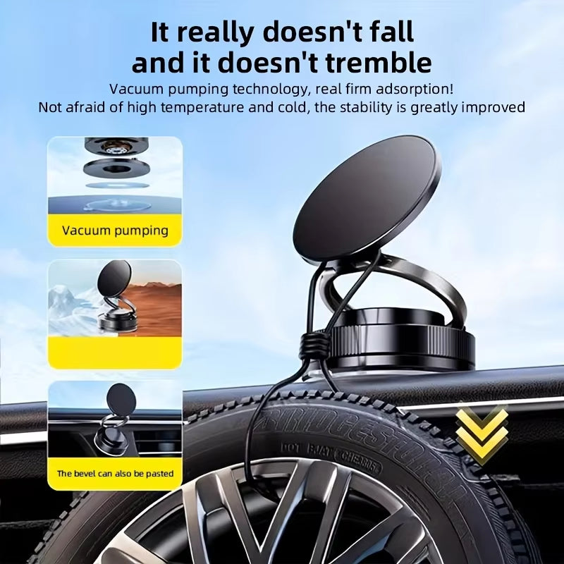 Mobile Phone Holder 360 Degree Rotating Vacuum Suction Cup Strong Magnetic Adsorption Car Phone Sta 2