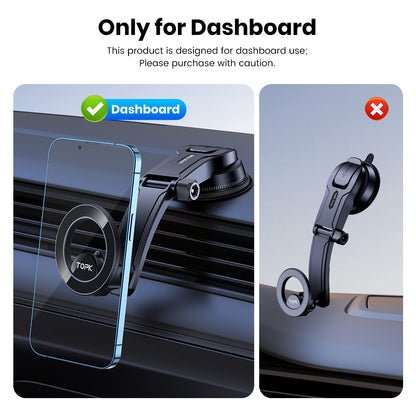 Single-Hand Operation Magnetic Car Phone Mount, Adjustable Horizontally & Vertically, Compatible with Magsafe