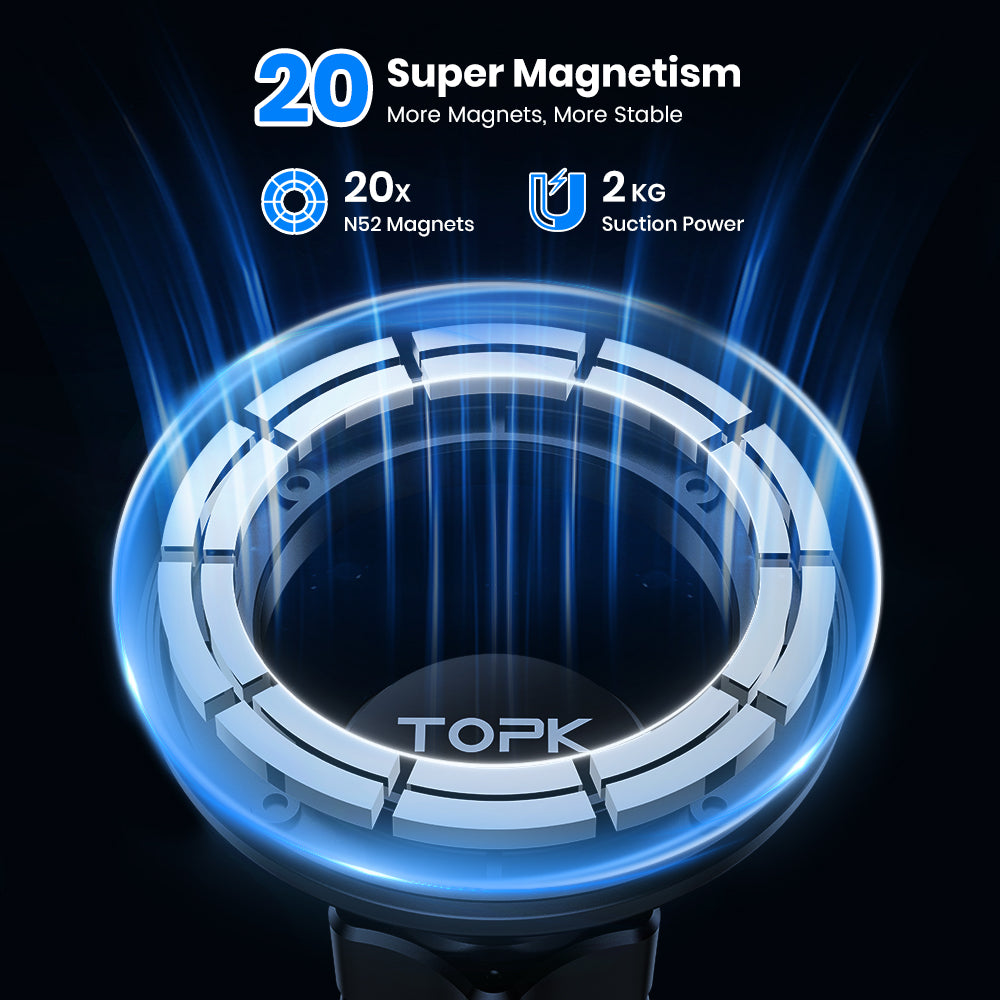 Single-Hand Operation Magnetic Car Phone Mount, Adjustable Horizontally & Vertically, Compatible with Magsafe
