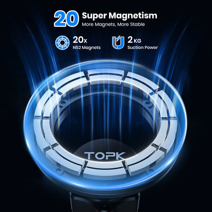 Single-Hand Operation Magnetic Car Phone Mount, Adjustable Horizontally & Vertically, Compatible with Magsafe