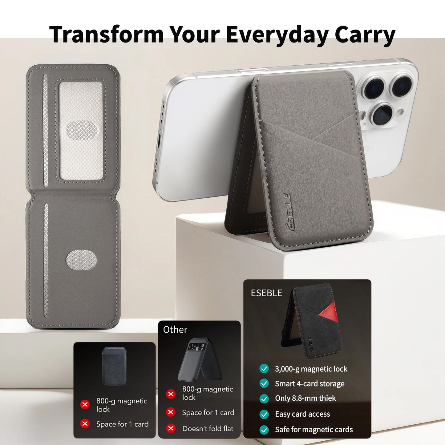 Magnetic Detachable Leather Wallet Phone Holder For Magsafe IPhone NonSlip ID Card Bank Cover 2