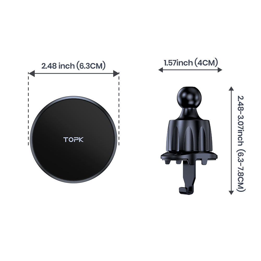 Premium Quality Single-Hand Operation, Magsafe Car Phone Holder, Metal Hook Magnetic Car Phone Mount, Powerful Magnetism