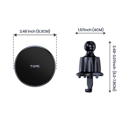 Premium Quality Single-Hand Operation, Magsafe Car Phone Holder, Metal Hook Magnetic Car Phone Mount, Powerful Magnetism