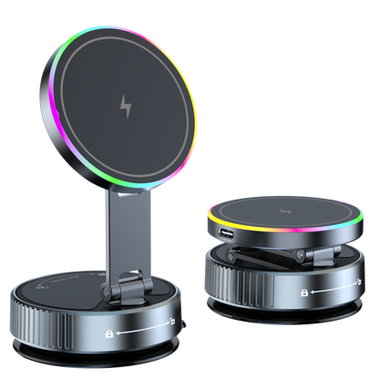 Magnetic Car Holder, 15W Wireless Charger, Metal Multi-angle Rotation, for iPhone