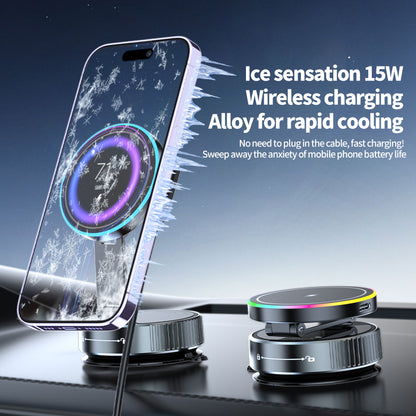Magnetic Car Holder 15W Wireless Charger Metal Multiangle Rotation For IPhone 3
