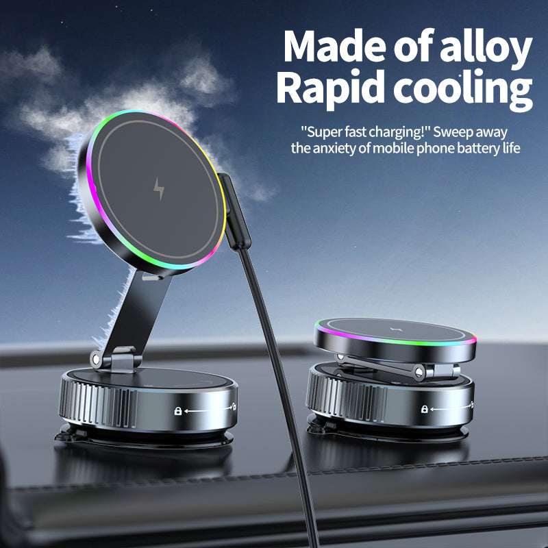 Magnetic Car Holder 15W Wireless Charger Metal Multiangle Rotation For IPhone 4