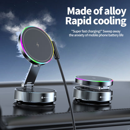 Magnetic Car Holder 15W Wireless Charger Metal Multiangle Rotation For IPhone 4