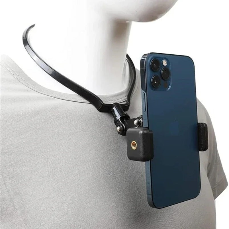 Action Camera First View Bracket, Portable Neck Hanging Phone Holder, iPhone Samsung Xiaomi Gropro