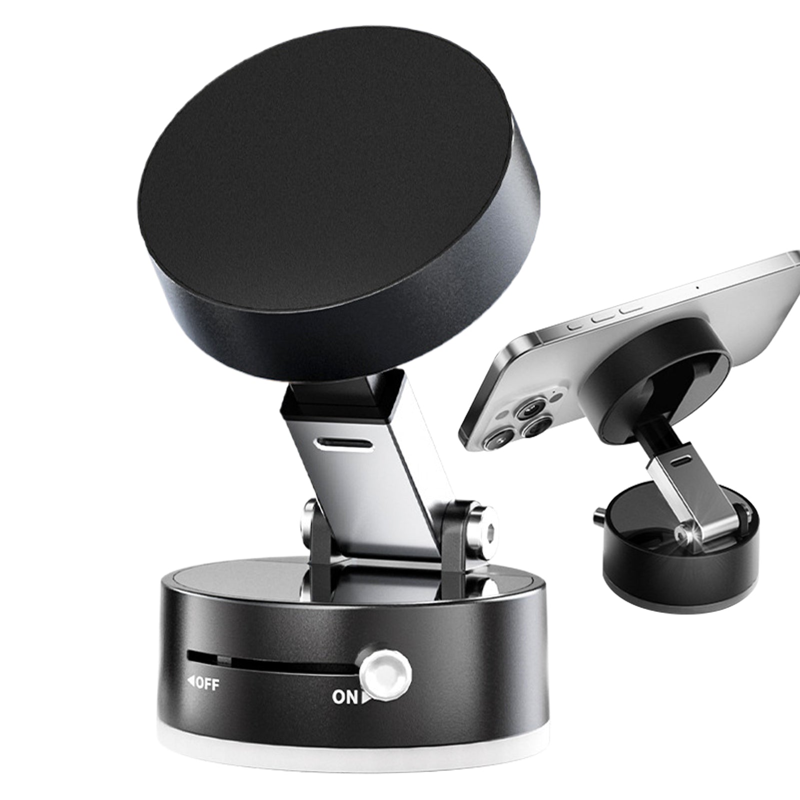 DoubleSided Foldable Magnetic Car Phone Holder Vacuum Suction Cup Auto Phone Bracket For Car Interi 2