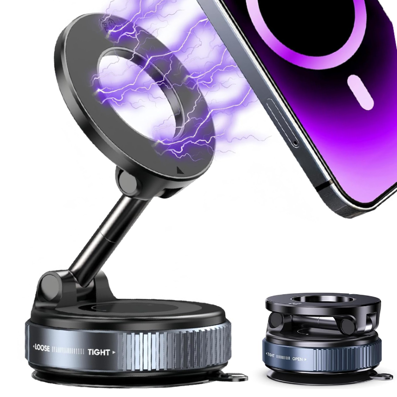 Foldable Car Mount, Magnetic Holder, Strong Suction Stand, iPhone, Cell Phone, Live Streaming