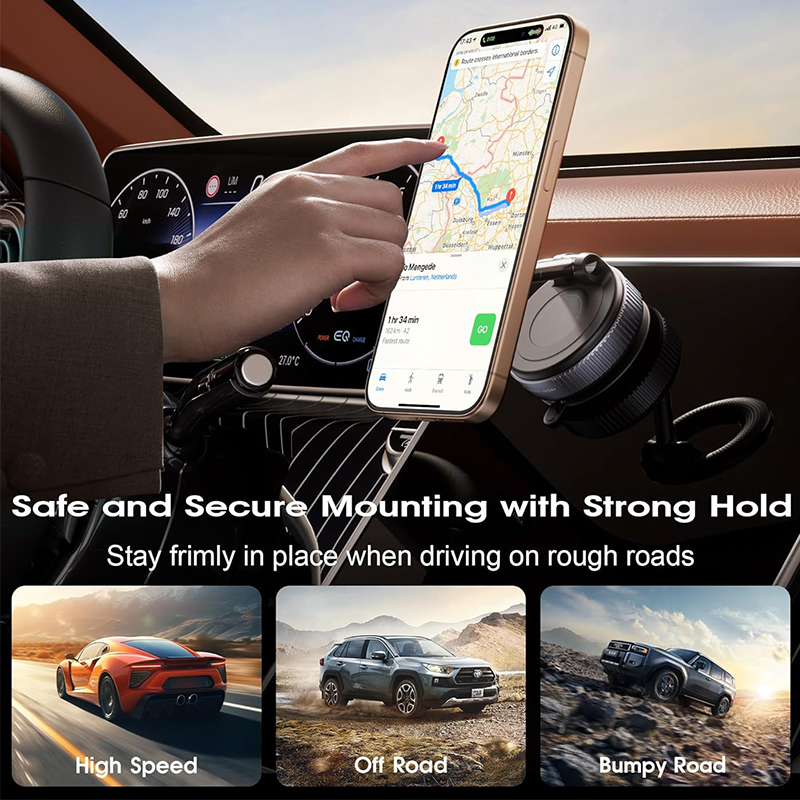 Foldable Car Mount Magnetic Holder Strong Suction Stand IPhone Cell Phone Live Streaming 3