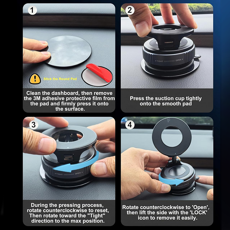 Foldable Car Mount Magnetic Holder Strong Suction Stand IPhone Cell Phone Live Streaming 4
