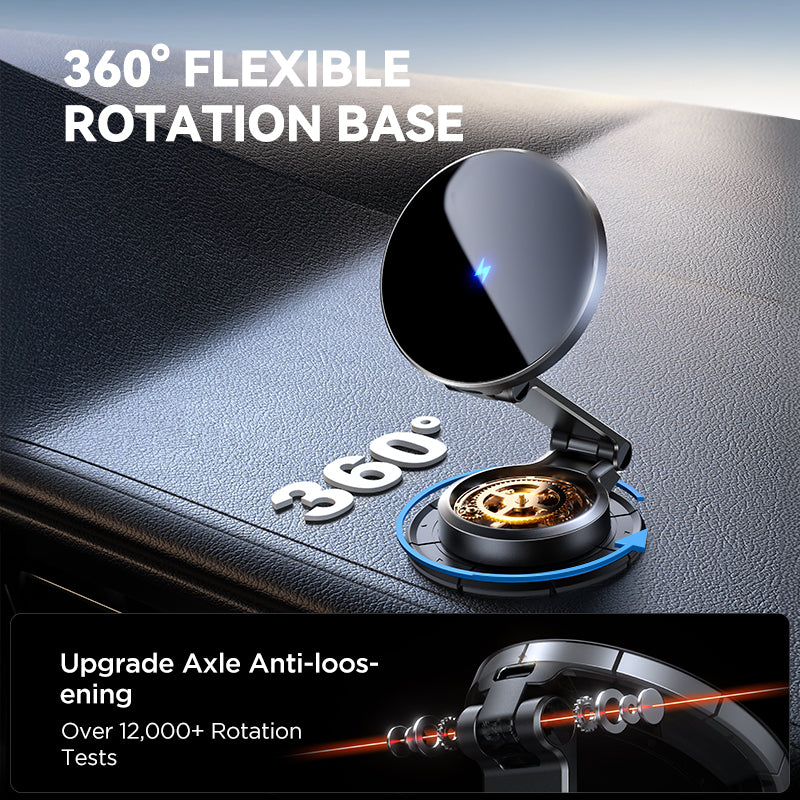 15W Wireless Charging Car Mount Magnetic N55 360 Rotation Foldable Phone Holder Fast Charger 1