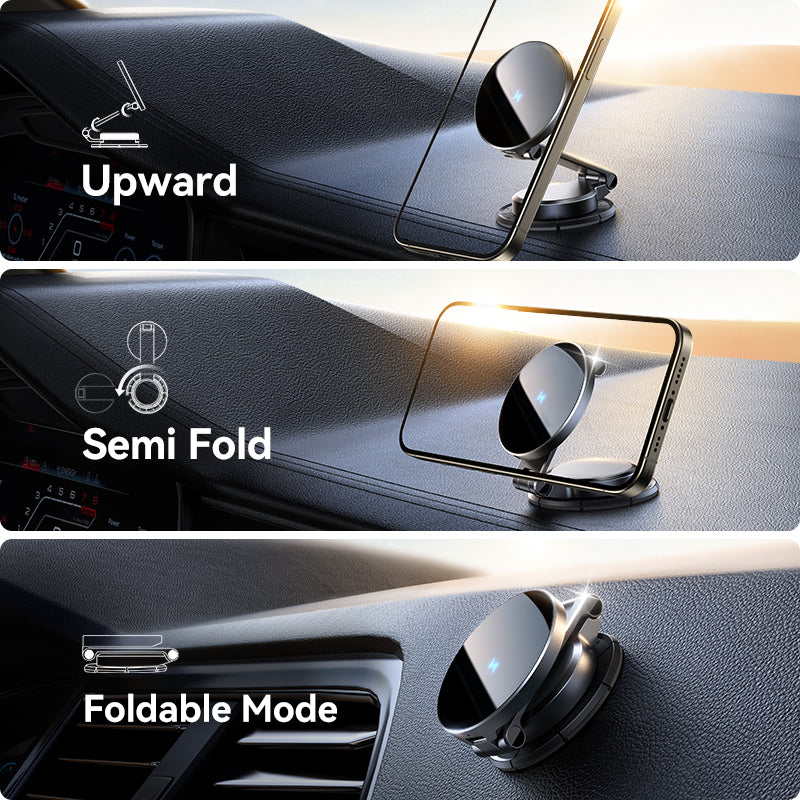 15W Wireless Charging Car Mount Magnetic N55 360 Rotation Foldable Phone Holder Fast Charger 3