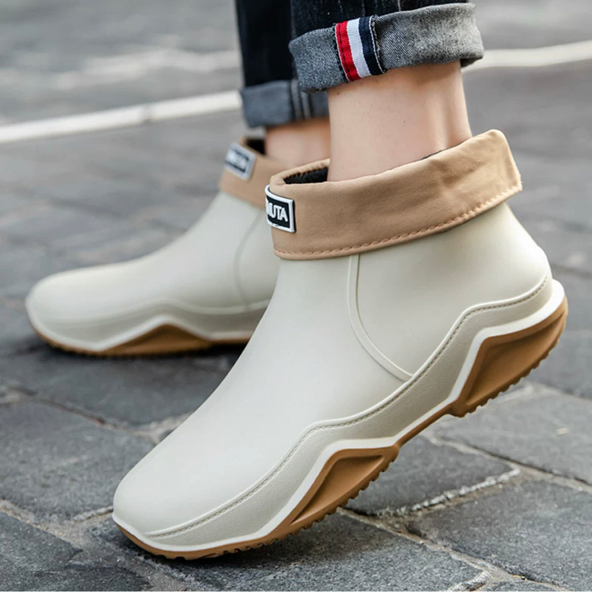Men  Womens Fashionable Ankle Rain Boots AntiSlip Waterproof Shoes Durable Work Boots For Summer  W 8