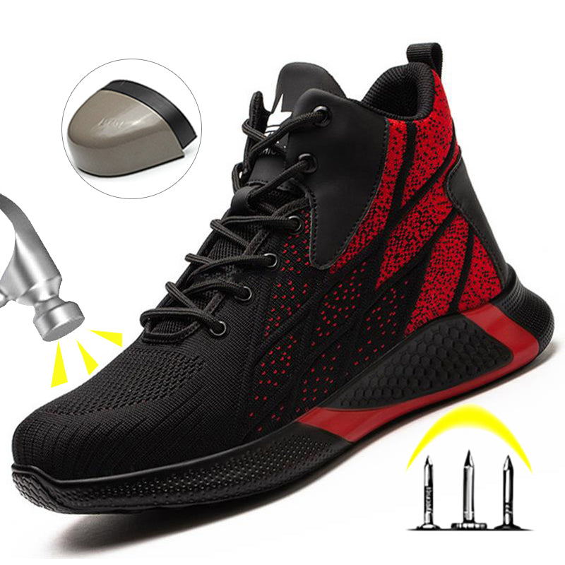 Steel Toe Work Shoes,Indestructible Man Safety Boots,High Top Anti Smash Safety Shoe for Construction &Winter Protection