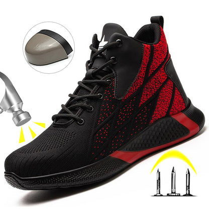 Steel Toe Work Shoes,Indestructible Man Safety Boots,High Top Anti Smash Safety Shoe for Construction &Winter Protection