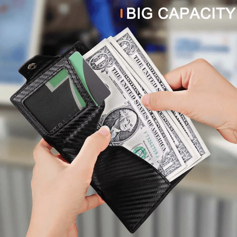 Slim RFID Leather Wallet For Men Pop Up Credit Card Holder With Coin Pocket 4