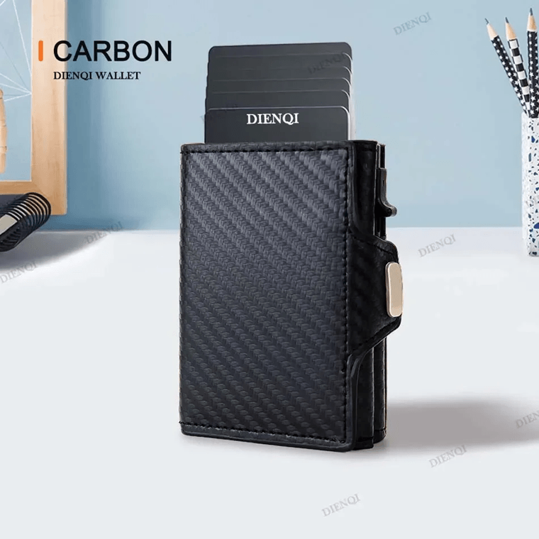 Slim RFID Leather Wallet For Men Pop Up Credit Card Holder With Coin Pocket 5