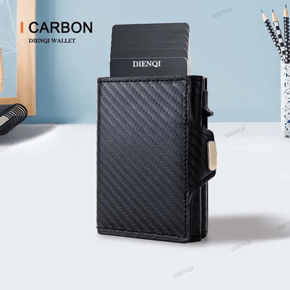 Slim RFID Leather Wallet For Men Pop Up Credit Card Holder With Coin Pocket 5